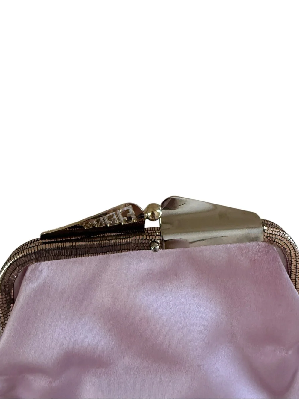 Fendi Borderline Clutch Bag in Pink Satin & Python Trim